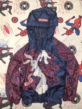 Members Only Navy Blue and Red Looney Tunes Bugs Bunny Kids Jacket